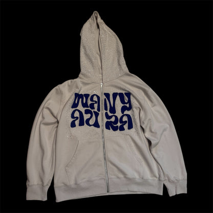 Acid Wash Studded Hoodie - Off White