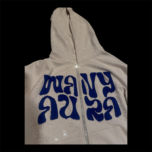 Acid Wash Studded Hoodie - Off White